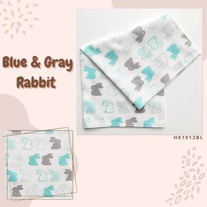 Handkerchief/Burp Cloths/Newborn/Infant/Baby/Pack of 5 pcs/Blue and Grey Rabbit